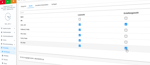 Personnel file Authorisations Personnel file Authorisations