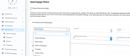 Travel expenses place Travel expenses place